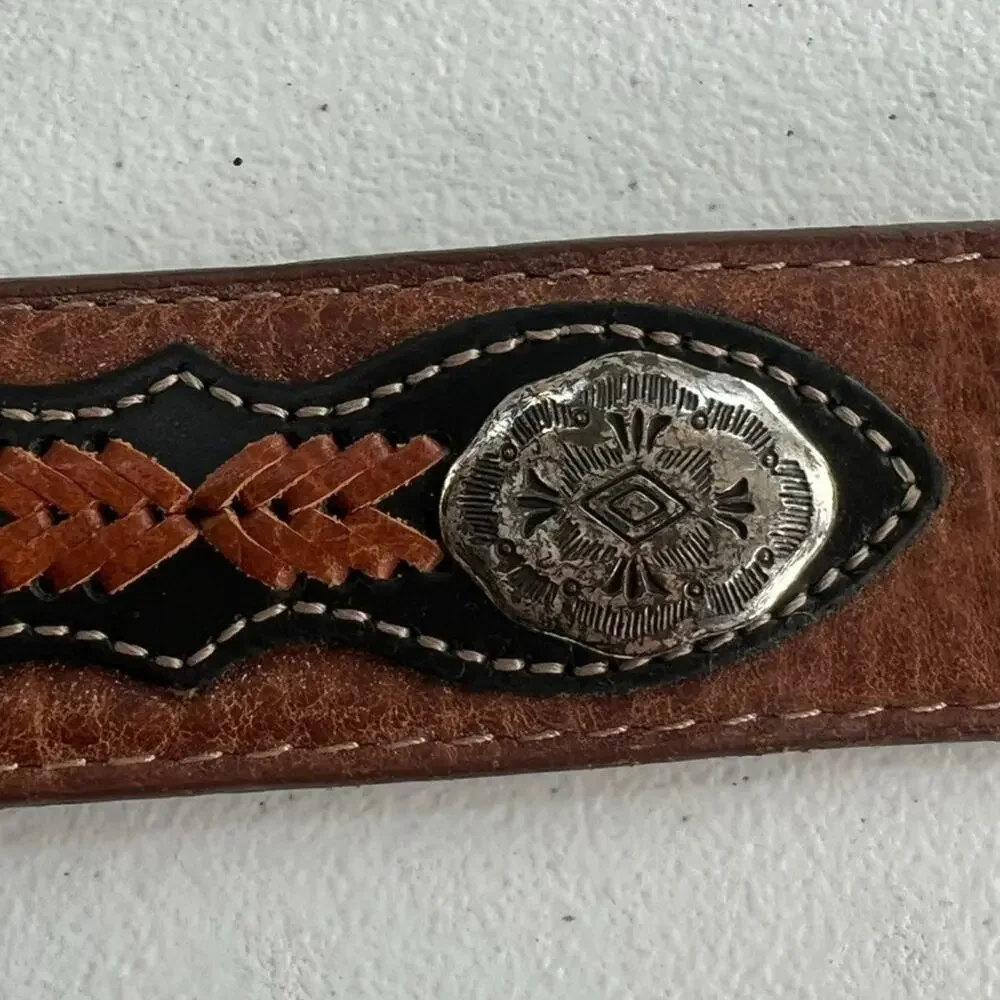 Wrangler Belt Mens (39.5-44) In Handcrafted Genuine Leather Southwestern Concho